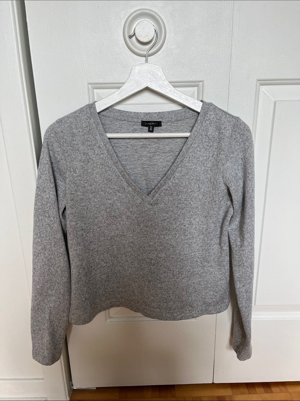 Dynamite Heather Grey V-Neck Sweater